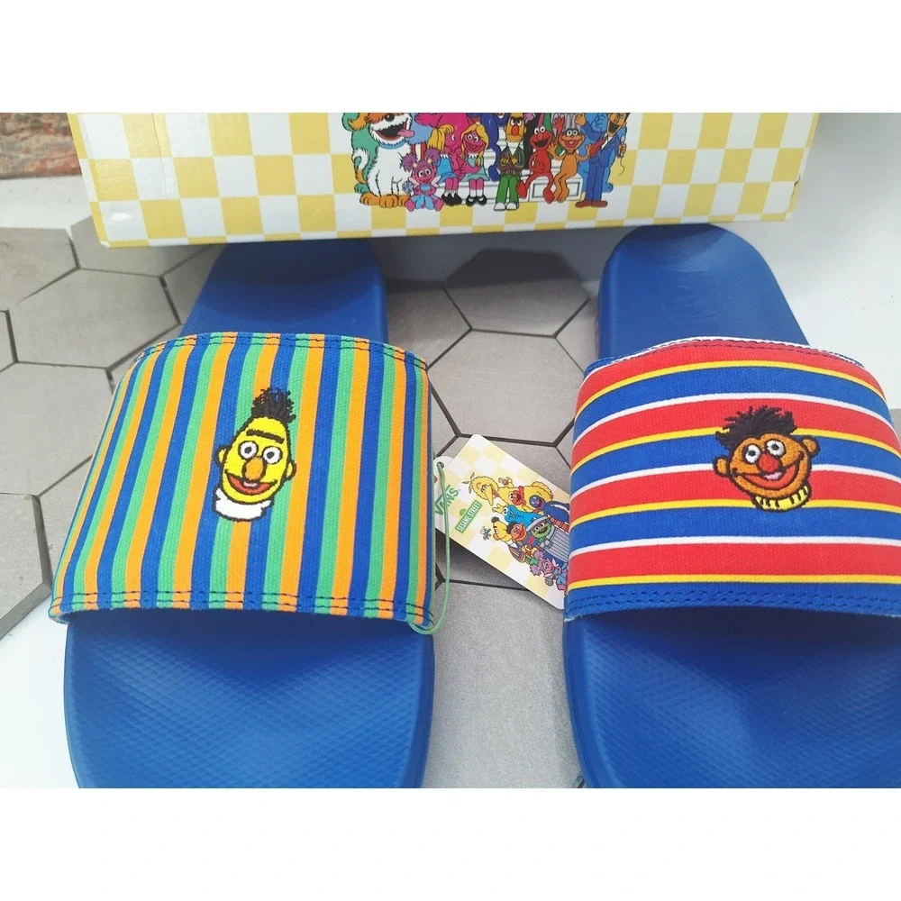 Vans x Sesame Street La Costa Slide Bert & Ernie Blue Stripes Sandals Men's 12